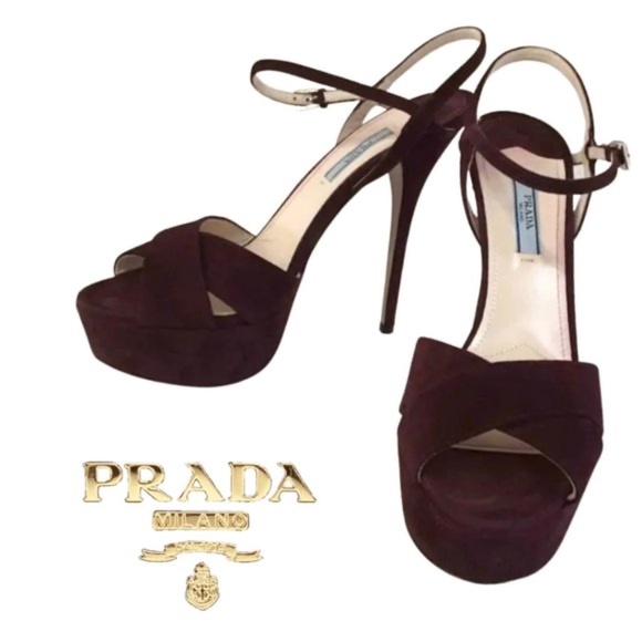 PRADA Maroon Burgundy Suede Heels - Picture 1 of 5